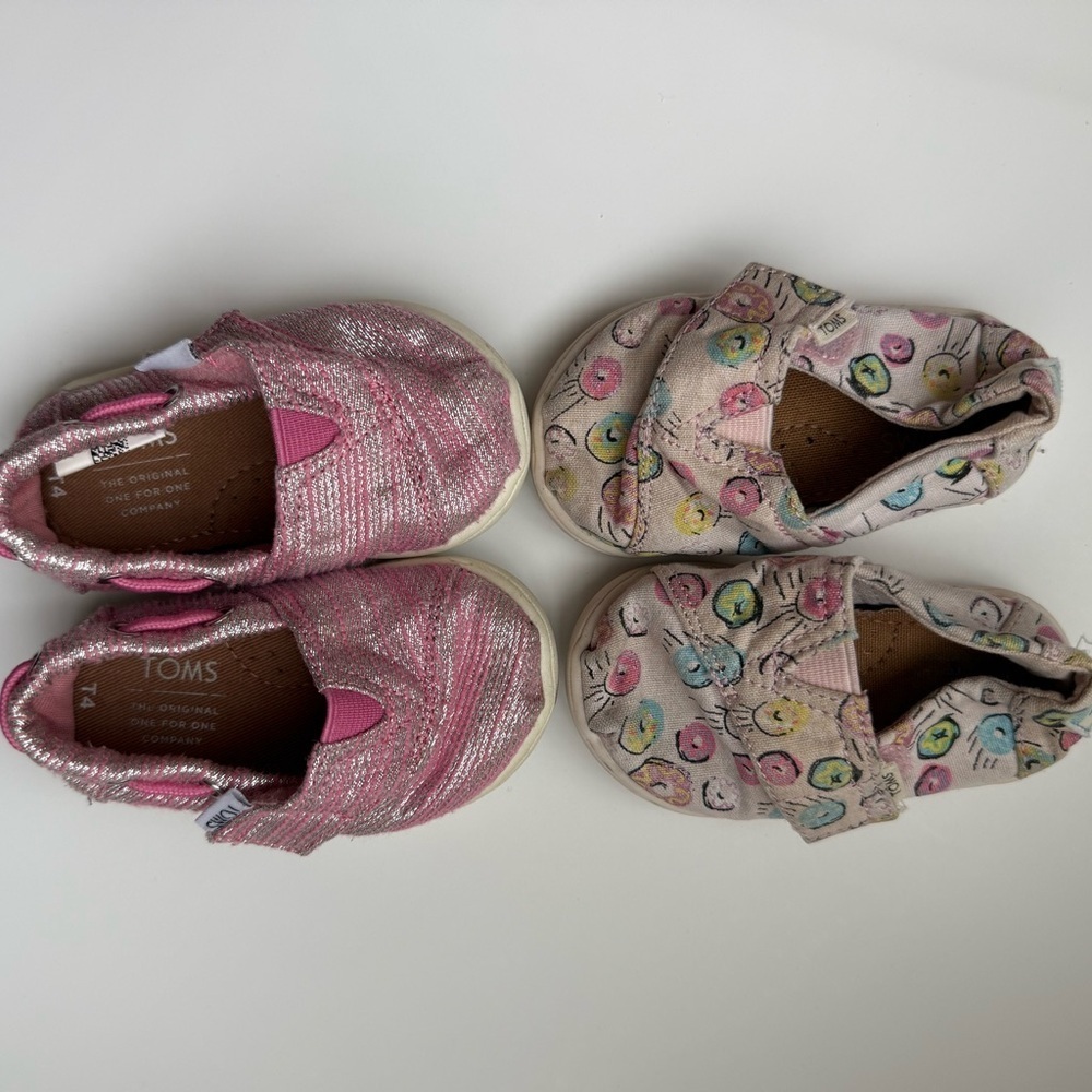TOMS Baby Pink and Multi-Color 2 Pair Shoes Set Baby US4
